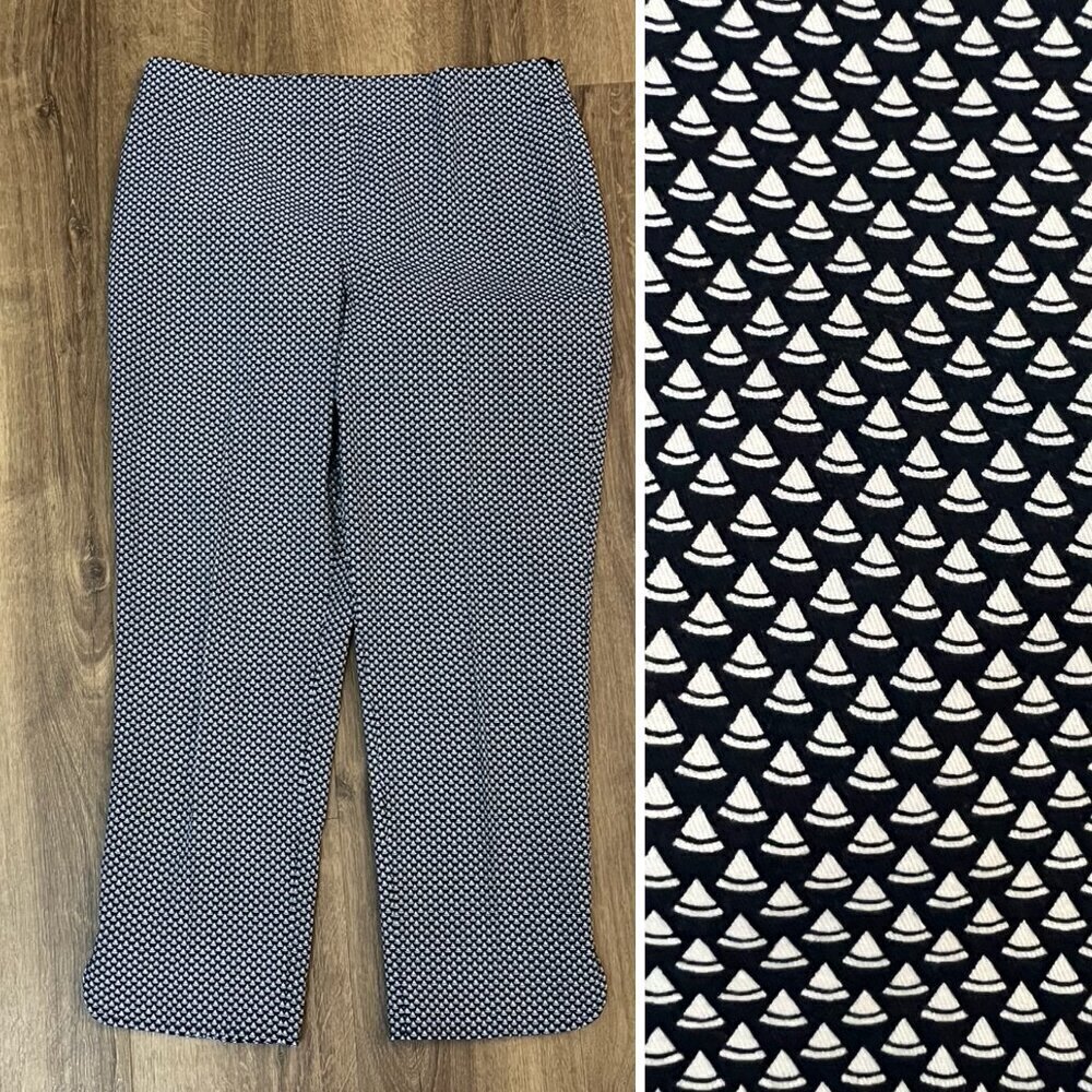 Talbots Blue Nautical Print Relaxed Notch Ankle Chino Size 8